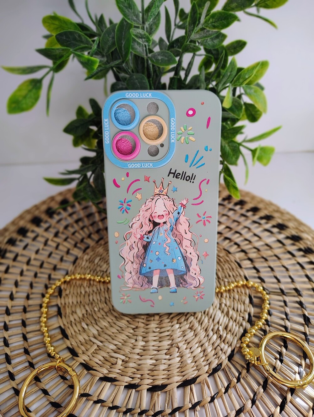 Cute Cartoon Princess IPhone 15 Pro Max Case in Pastel Blue